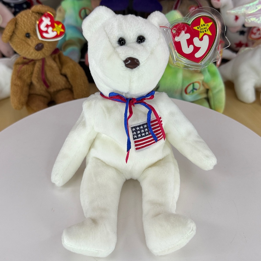 🇺🇸❤️Rare PVC German Nürnberg & Waterloo Tag - TY Libearty Beanie Baby 1996